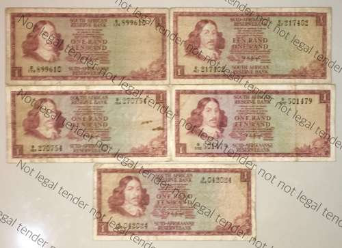 SET OF R1 X 5  TW DE JONG 1970-75 B SERIES ( 1 BID TAKES ALL)
