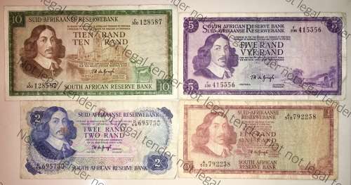 COMPLETE SET OF TW DE JONG & DECIMALS R10 -R1 ,,, 1967-1975( 1 BID TAKES ALL)