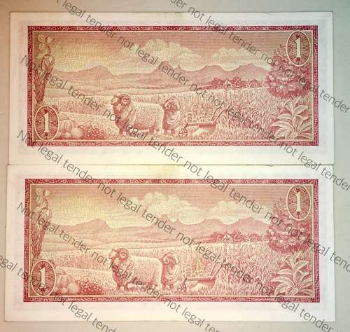 TW DE JONG R1 IN SEQUENCE B607-787041-042 AUNC 3RD ISSUE 1975(VAN RIEBEE WATERMARK)(1 BID TAKES ALL)