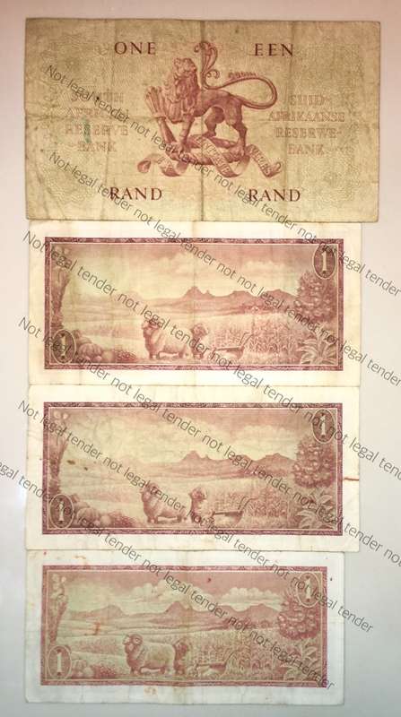 SET OF R1 NOTES ALL GOVERNORS FROM 1962-1975 RISSIK 1ST & 2ND ISSUE & TW DE JONG 1ST & 3RD ISSUE