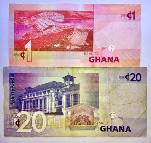 GHANA  SET 20 CEDI & 1 CEDI 2014-2015 (1 BID TAKES ALL)