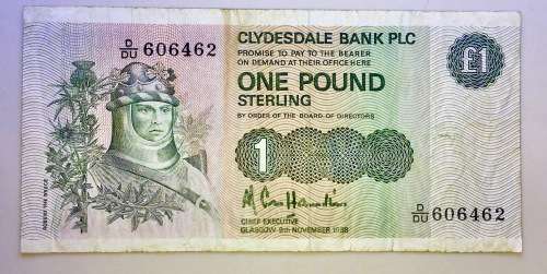 CLYDESDALE BANK 1 POUND 1988 GLASGOW