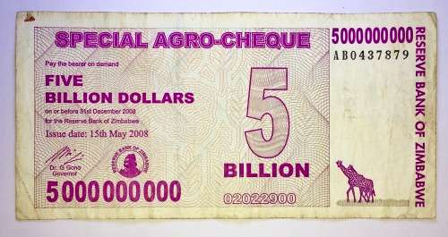 ZIMBABWE 5 BILLION DOLLARS 2008 AB0437