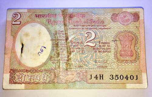 INDIA 2 RUPEE 1976 UNCIRCULATED COMPLETE BUNDLE SET OF 100 FROM BANK OF INDIA 350500-350401-