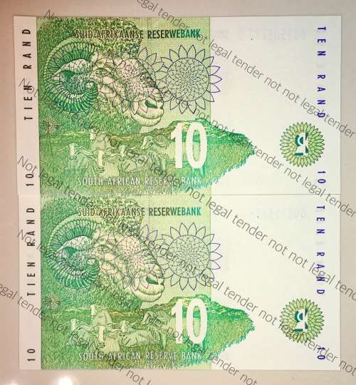 TT MBOWENI R10 IN SEQUENCE GO3505136-137 UNC 1999 FIRST ISSUE(1 BID TAKES ALL)