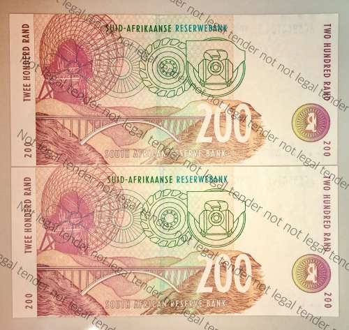 CL STALS R200 IN SEQUENCE AC5360104-105E SECOND ISSUE 1994 UNC-AUNC (LEOPARD  WATERMARK)