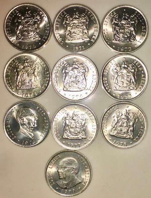 R S A,, 10 CENT SET 1970-1979 BU UNC (1 BID TAKES ALL)