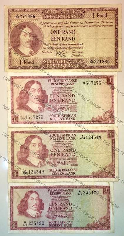 SET OF R1 NOTES ALL GOVERNORS FROM 1962-1975 RISSIK & TW DE JONG