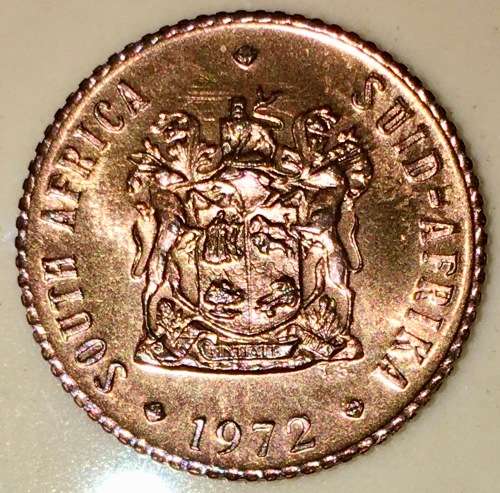 SOUTH AFRICA  1/2 CENT UNC 1972