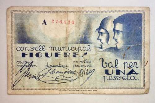 SPAIN 1 PESETA CONSELL MUNICIPAL DE FIGUERES 1937