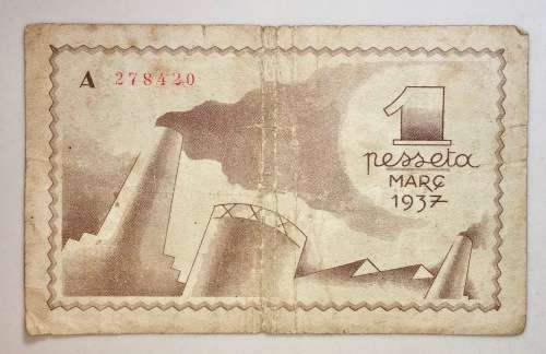 SPAIN 1 PESETA CONSELL MUNICIPAL DE FIGUERES 1937