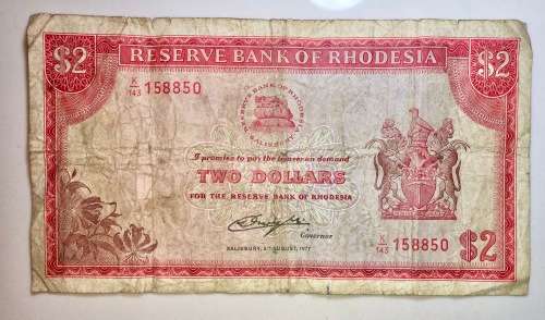 RHODESIA $2 SALISBURY  1977