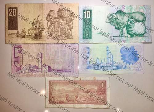 COMPLETE SET OF TW DE JONGH & DECIMALS R20 TO R2,,,1978-4TH ISSUE( R1,,1975-3RD ISSUE)1BID TAKES ALL