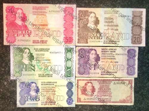 COMPLETE SET OF CL STALS & DECIMALS R50 TO R2 AA 1ST ISSUE  [R1 T.W DE JONG 1975] [1 BID TAKES ALL]