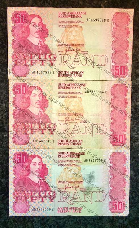 SET OF 3 X R50 GPC DE KOCK AH , AP & AU 1984 THIRD ISSUE (1 BID TAKES ALL)