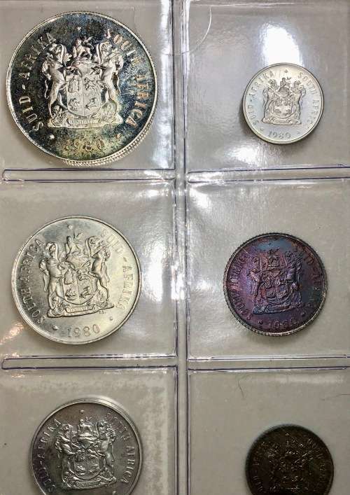 COMPLETE SET OF 1980 R1 PROOF TO 1/2 CENT PROOF/UNC COMES WITH COIN SLEEVE(1 BID TAKES ALL)