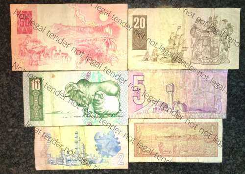 COMPLETE SET OF GPC DE KOCK & DECIMALS  R50 TO R2,,,1980s (R1 TW DE JONG 1975)- (1 BID TAKES ALL)