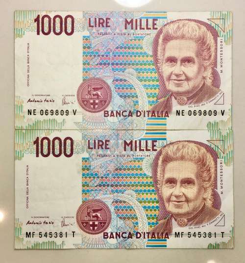 ITALY X2,,, 1000 LIRE 1990( 1BID TAKES ALL)
