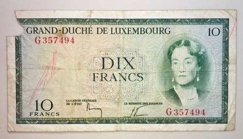 LUXEMBOURG 10 FRANC 1954 DIX FRANCS