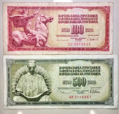 YUGOSLAVIA SET 500 DINARA 1978  & 100 DINARA 1981 (1 BID TAKES ALL)