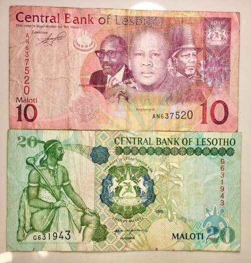 LESOTHO SET 20 MALOTI 1999 & 10 MALOTI 2010