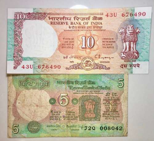 INDIA SET 10 RUPEE & 5 RUPEE  1997(1 BID TAKES ALL)