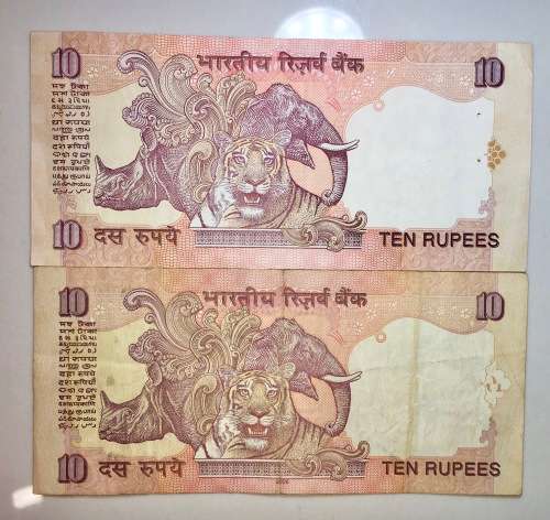 INDIA  SET TWO DIFFERENT SIGNATURE 10 RUPEE MAHATMA GANDHI