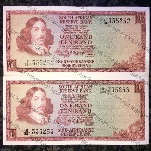 TW DE JONG R1 IN SEQUENCE B324-335253-252 UNC 2ND ISSUE 1973(SPRINGBUCK WATERMARK)(1 BID TAKES ALL)