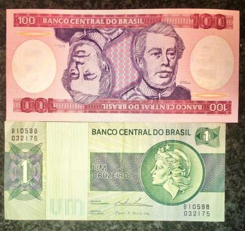 BRASIL SET 100 CRUZEIROS & 1 CRUZEIROS 1970s ND (1 BID TAKES ALL))