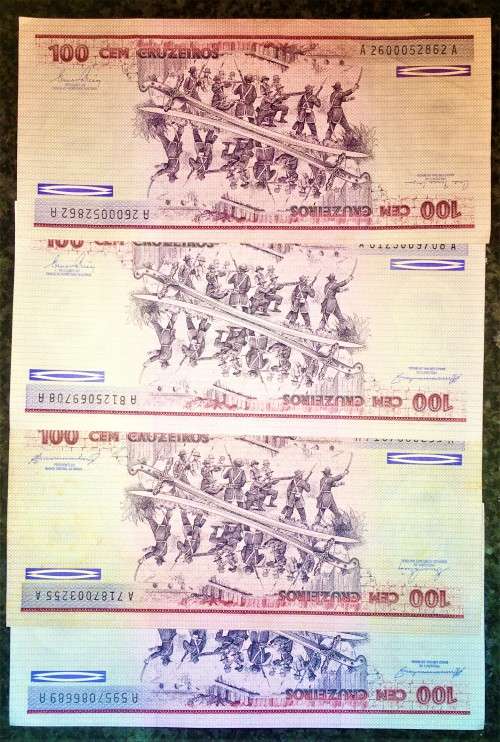 BRASIL 100 CRUZEIROS UNC ND 1981-1984 ( BID PER NOTE)