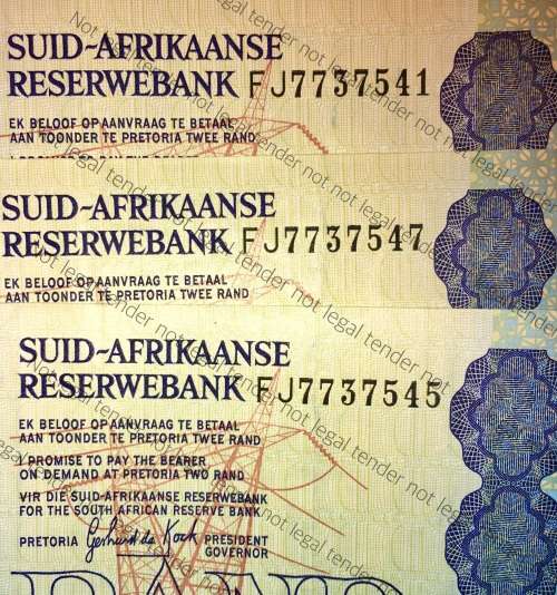 GPC DE KOCK R2 IN SEQUENCE FJ7737541-545-547,,,,AUNC 3RD ISSUE 1984(1 BID TAKES ALL)