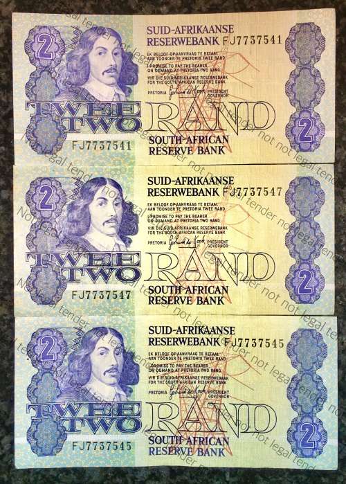 GPC DE KOCK R2 IN SEQUENCE FJ7737541-545-547,,,,AUNC 3RD ISSUE 1984(1 BID TAKES ALL)