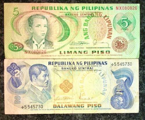 PHILIPPINES SET 5 PISO  & 2 PISO 1970s