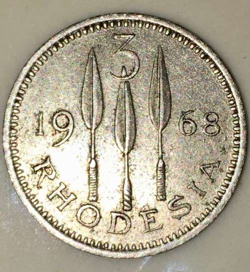 RHODESIA  3 PENCE 1968