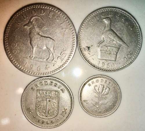 RHODESIA  SET 25 CENT, 20 CENT, 10 CENT & 5 CENT 1964( 1 BID TAKES ALL)