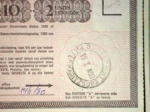 S.A DEFENCE FORCE BONUS BONDS SET WITH ORIGANAL HOLDER R10 X 3 & 5 X R5 FROM 1978-1982(1 BID TAKE AL