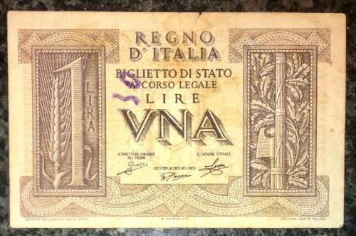 ITALY 1 LIRE 1939