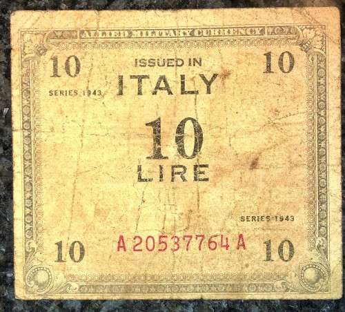 ITALY 10 LIRE 1943 ALLIED MILITARY WW2 ( I BID TAKES ALL)