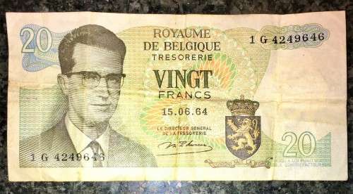 BELGIUM 20 FRANC 1964 -06-15