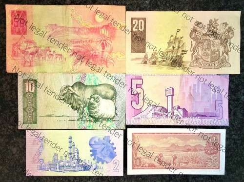 COMPLETE SET OF GPC DE KOCK & DECIMALS  R50 TO R2,,,1980s (R1 TW DE JONG 1975)- (1 BID TAKES ALL)