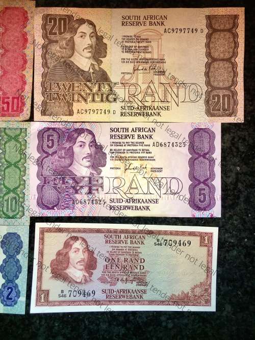 COMPLETE SET OF GPC DE KOCK & DECIMALS  R50 TO R2,,,1980s (R1 TW DE JONG 1975)- (1 BID TAKES ALL)