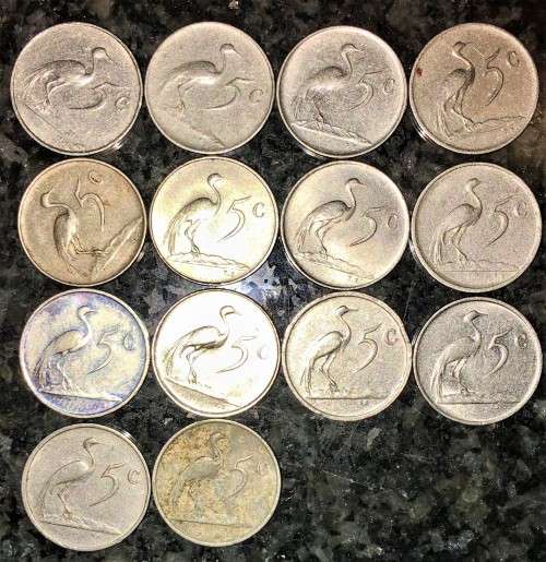 R S A -SET 5 CENT 1965,66,68,69,73,77,78,79,81,82,84,85,86,88--14 IN TOTAL (1 BID TAKES ALL)