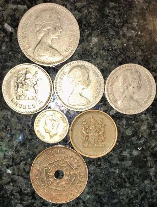 RHODESIA SET 20 CENT 1964, 10 CENT 1964 X2 &1975, 3 PENCE 1951, 1 CENT 1971, S-RHODESIA 1 PENNY 1943