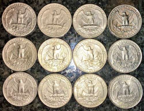 U S A  SET OF 1/4 DOLLARS -1966,69,74,77,78,79,80,87,89,94,95,98--12 COINS(1 BID TAKES ALL)