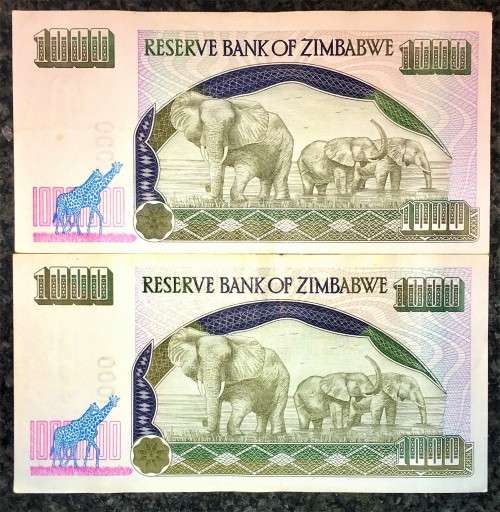 ZIMBABWE $1000 X 2,,, 2003 AUNC