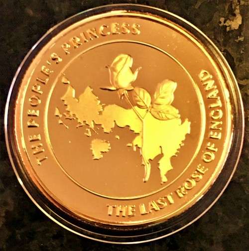 PRINCESS OF WHALES DIANA 24K GOLD PLATED THE LAST ROSE OF ENGLAND 1961-1997 THE PEOPLE'S PRINCESS