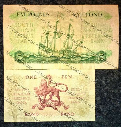 MH DE KOCK 5 POUND 12-12-1957 C61--3RD ISSUE & G RISSIK R1 A100--1962 FIRST ISSUE( 1 BID TAKES ALL)