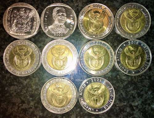 COMPLETE SET OF COMMEMORATIVE R5 COINS 1994 TO 2021  & 2017 IS UNC(1 BID TAKES ALL)