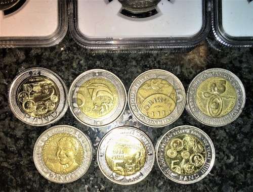 COMPLETE SET OF COMMEMORATIVE R5 COINS 1994 TO 2021--3 GRADED COINS and HIGH GRADE CIRCULATED COINS