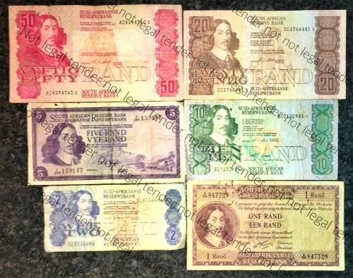 SET OF VARIOUS GOVERNORS & DECIMALS R50 TO R1  ( 1 BID TAKES ALL)